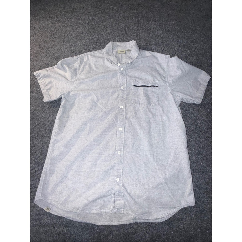 Vans Off The Wall Mens Large Blue White Striped Short Sleeve Button Down Shirt
